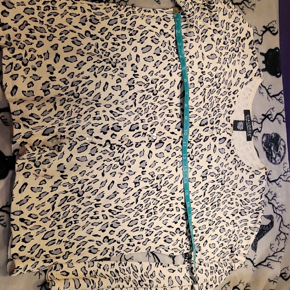Dialogue Cream and Black Animal Print Cardigan